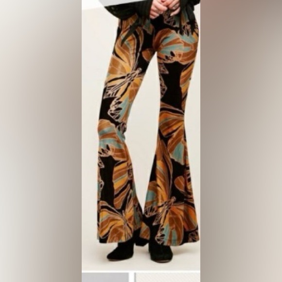 Free People Pants - Free People Butterfly velvet Bell Bottoms